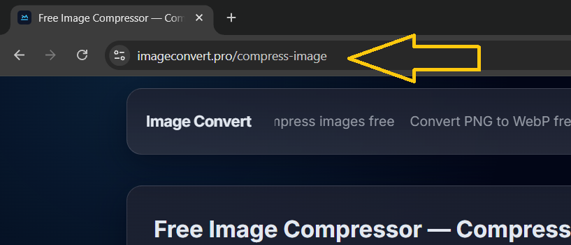 Go to ImageConvert.pro image compressor tool in browser