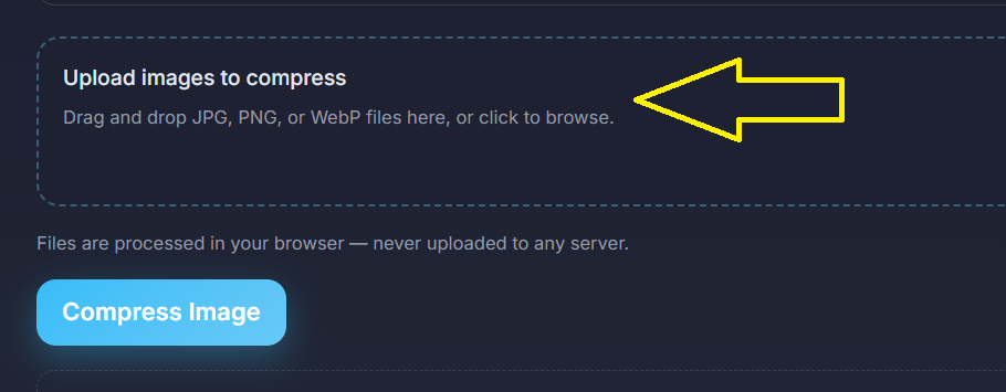 Upload PNG, JPEG or WebP image to compress online at ImageConvert.pro